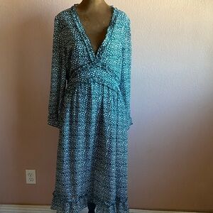 LUNA TUCCINI  Teal Floral Long Sleeve Dress